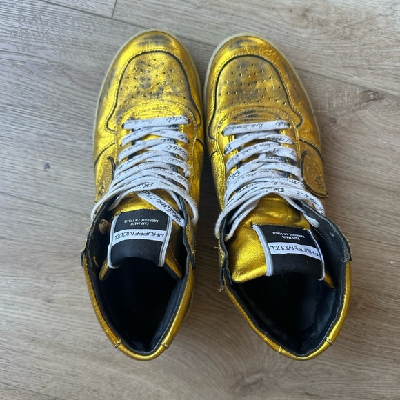 Philippe Model Paris Gold Mid Rise Sneakers - 38 - Picture 1 of 5